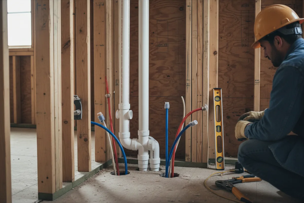 Drain and supply rough-in during Toilet Repair and Installation in Vernon Hills