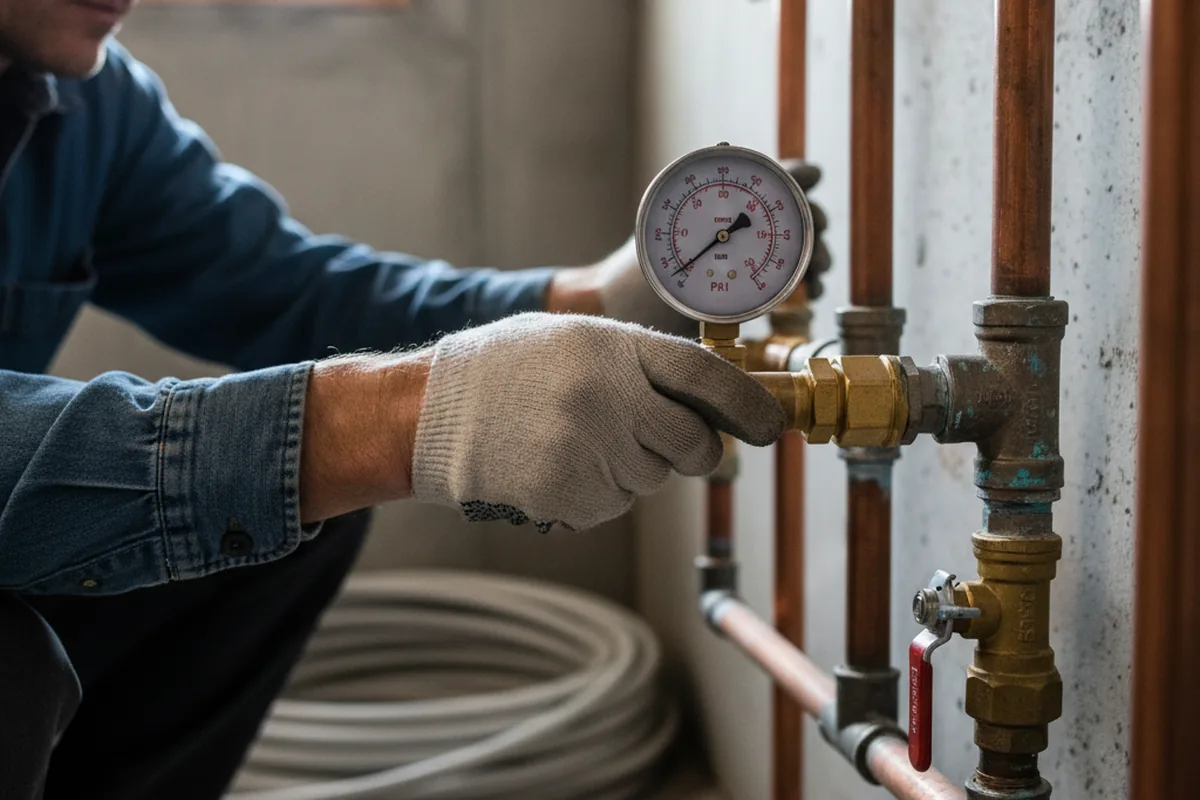 Pressure testing a repaired line during Water Line Repair in Vernon Hills
